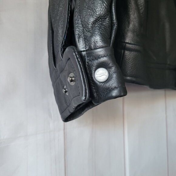 Vintage 90’s PEPSI Men’s L Classic Black Leather Bomber Jacket, Lined, NWOT - Picture 3 of 11